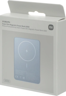 Мобильный аккумулятор Xiaomi Super Slim Magnetic 5000mAh QC3.0/PD3.0 22.5W 3A USB-C беспров.зар. голубой (BHR08POGL)
