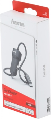 Автомобильное зар./устр. Hama H-173618 15W 3A (PD) универсальное черный (00173618)