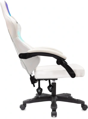 Кресло игровое Knight Wolf RGB белый экокожа/сетка с подголов. крестов. пластик