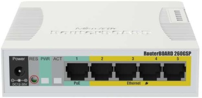Коммутатор MikroTik RB260GSP CSS106-1G-4P-1S (L2) 5x1Гбит/с 1SFP 1PoE 48W управляемый