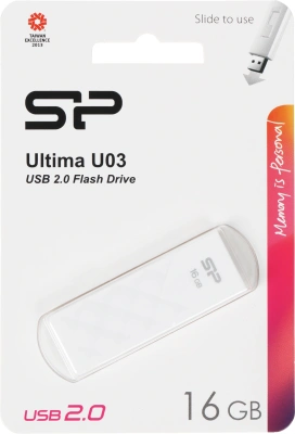 Флеш Диск Silicon Power 16Gb Ultima U03 SP016GBUF2U03V1W USB2.0 белый
