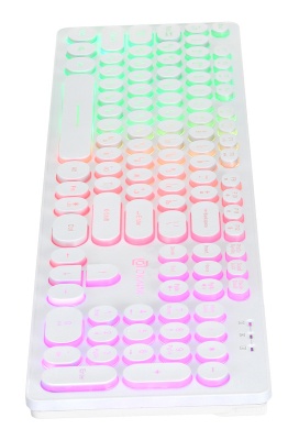 Клавиатура Оклик 420MRL белый USB slim Multimedia LED (1091227) кабель 1.5м
