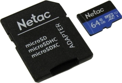 Флеш карта microSDXC 64GB Netac NT02P500STN-064G-R P500 + adapter