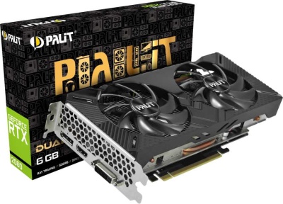 Видеокарта Palit PCI-E PA-RTX2060 DUAL 6G no LED NVIDIA GeForce RTX 2060 6144Mb 192 GDDR6 1365/14000 DVIx1 HDMIx1 DPx1 HDCP Ret