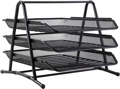 Лоток горизонтальный Deli E9181 для бумаг 350х278х275мм черный металл сетка