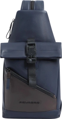 Рюкзак слинг Piquadro Harper CA6784AP/BLUTM синий/коричневый натур.кожа