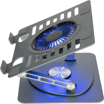 Подставка для ноутбука Digma D-NCP170-1xRGB110-360 17" 240x230x50мм 28дБ 2xUSB 1x 110ммFAN 940г Fan-control алюминий серый