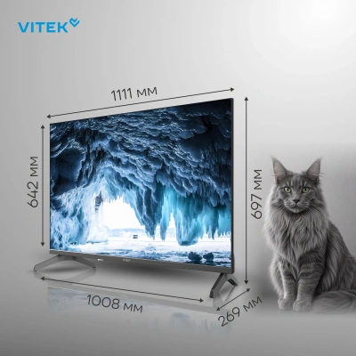 Телевизор QLED Vitek 50" VT-50QUBS500 Google TV Frameless черный 4K Ultra HD 60Hz MEMC DVB-T DVB-T2 DVB-C DVB-C2 DVB-S DVB-S2 USB WiFi Smart TV