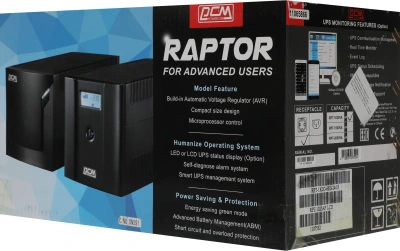 Источник бесперебойного питания Powercom Raptor RPT-1025AP LCD 615Вт 1025ВА черный