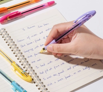 Ручка шариков. Deli EQ40T d=0.7мм син. черн. карт.уп. резин. манжета чернила пониженной вязкости