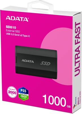 Накопитель SSD A-Data USB-C 1TB SD810-1000G-CBK SD810 1.8" черный