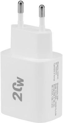 Сетевое зар./устр. Digma DGW2C 20W 3A (PD) USB-C универсальное белый (DGW2C0F010WH)