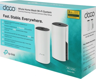 Бесшовный Mesh роутер TP-Link Deco M4 (DECO M4(2-PACK)) AC1200 10/100/1000BASE-TX белый (упак.:2шт)