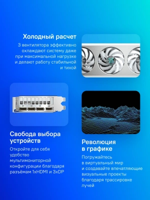 Видеокарта Gigabyte PCI-E 5.0 GV-N5060AERO OC-8GD 1.0 NVIDIA GeForce RTX 5060 8Gb 128bit GDDR7 2497/28000 HDMIx1 DPx3 HDCP Ret