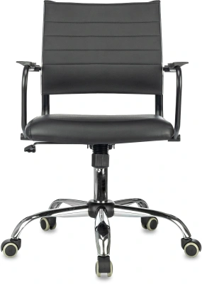 Кресло Бюрократ CH Balance-Low SL PU Line черный экокожа низк.спин. крестов. металл хром