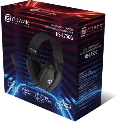 Наушники с микрофоном Оклик HS-L750G черный 1.5м накладные BT оголовье (2007557)