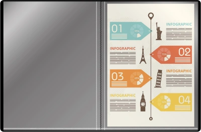 Папка с 30 прозр.вклад. Silwerhof SE-V30BLK A4 пластик 0.5мм черный