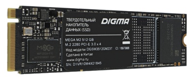 Накопитель SSD Digma PCIe 3.0 x4 512GB DGSM3512GM23T Mega M2 M.2 2280