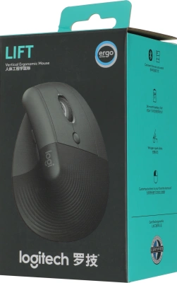 Мышь Logitech Lift графитовый оптическая 4000dpi silent беспров. BT/Radio USB для ноутбука 5but (910-006485)