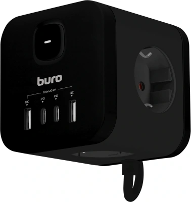 Сетевой удлинитель Buro BU-PC3.1UС-Plus-B 1.5м (3 розетки) черный (коробка)
