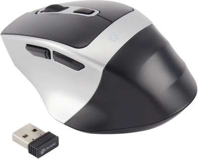 Мышь Оклик 516MW черный/серебристый оптическая 1600dpi silent беспров. BT/Radio USB для ноутбука 6but (1978689)