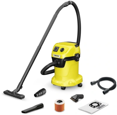 Строительный пылесос Karcher WD 3 P V-17/4/20 Workshop 1000Вт (уборка: сухая/влажная/выдув/сбор воды) желтый