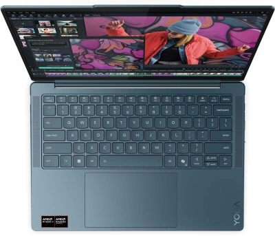 Ноутбук Lenovo Yoga Slim7 14AKP10 Ryzen AI 5 340 16Gb SSD1Tb AMD Radeon 840M 14" OLED 2.8K (2880x1800) Windows 11 Home turquoise WiFi BT Cam (83JY0009RK)
