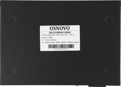 Коммутатор Osnovo SW-21000/A(120W) (L2) 10x100Мбит/с 8PoE 120W неуправляемый