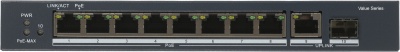 Коммутатор Hikvision DS-3E0510P-E/M(B) 9x1Гбит/с 1SFP 8PoE 58W неуправляемый