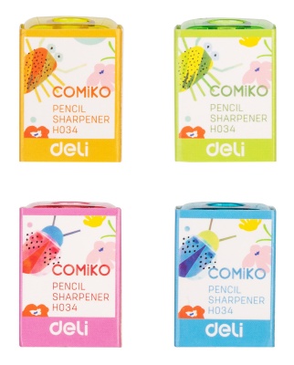 Точилка для карандашей ручная Deli EH034 Comico 1 отверстие пластик ассорти