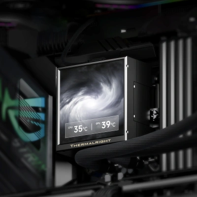 Система водяного охлаждения Thermalright Peerless Vision 360 ARGB Soc-AM5/AM4/1200/1700/1851 черный 4-pin 28.2dB Al LCD Ret (P-VISION-360-BL-ARGB)