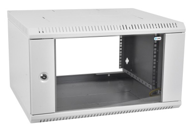 Шкаф коммутационный ЦМО ШРН-ЭКОНОМ (ШРН-Э-12.350) настенный 12U 600x350мм пер.дв.стекл 85кг серый 300мм 15.84кг 180град. 608мм IP20 металл