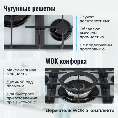 Газовая варочная поверхность MBS PG-801WH стекло белое