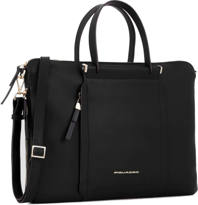 Деловая сумка женская Piquadro Circle CA4021W92/N с отделением для ноутбука 15.6" черная натур.кожа