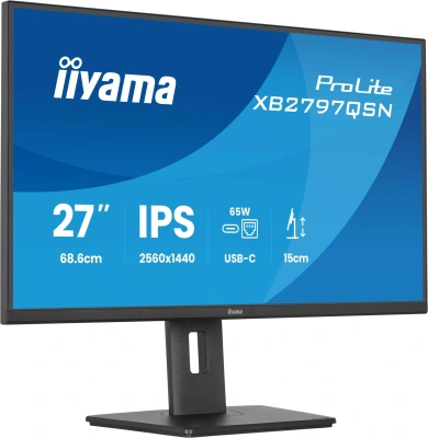 Монитор Iiyama 27" ProLite XB2797QSN-B1 черный IPS LED 16:9 HDMI M/M матовая HAS Piv 350cd 178гр/178гр 2560x1440 75Hz DP Quad 2K (1440p) USB 5.8кг