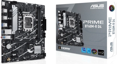 Материнская плата Asus PRIME B760M-R D4 Soc-1700 Intel B760 2xDDR4 mATX AC`97 8ch(7.1) 2.5Gg RAID+HDMI