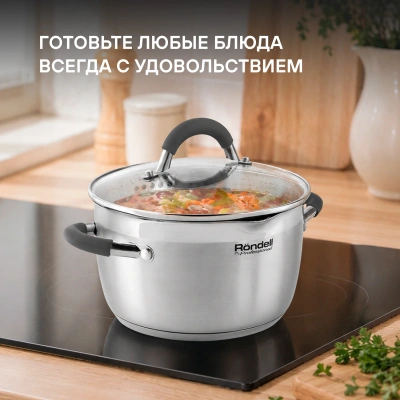 Кастрюля Rondell Flamme RDS-024 3.2л. d=20см (с крышкой) стальной