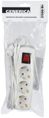 Сетевой удлинитель IEK У03В 5м (3 розетки) белый (пакет ПЭ)