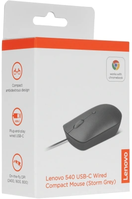 Мышь Lenovo 540 темно-серый оптическая 2400dpi USB 3but (GY51D20876)
