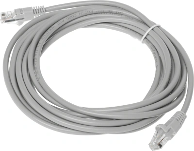Патч-корд KingPrice KP-PC-c5e-5m-g 1Гбит/с UTP 4 пары cat.5E CCA molded 5м серый RJ-45 (m)-RJ-45 (m)