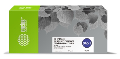 Картридж струйный Cactus CS-EPT9651 T9651 черный пигментный (10000стр.) (187мл) для Epson WorkForce Pro WF-M5299DW/M5799DWF с чипом