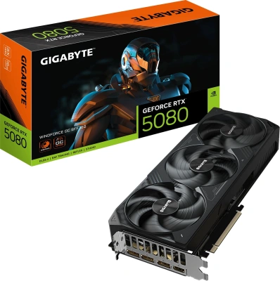 Видеокарта Gigabyte PCI-E 5.0 GV-N5080WF3OC-16GD 1.0 NVIDIA GeForce RTX 5080 16Gb 256bit GDDR7 2670/30000 HDMIx1 DPx3 HDCP Ret