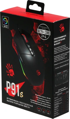Мышь A4Tech Bloody P91s черный оптическая 8000dpi USB 8but (P91S BLACK ACTIVATED)