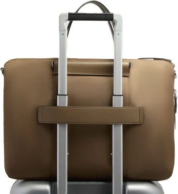 Деловая сумка женская Piquadro Lyra CA4021W92T/M с отделением для ноутбука 15.6" коричневая нейлон/натур.кожа