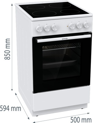 Плита Электрическая Gorenje Essential GEC5A41WG белый/черный стеклокерамика (без крышки)