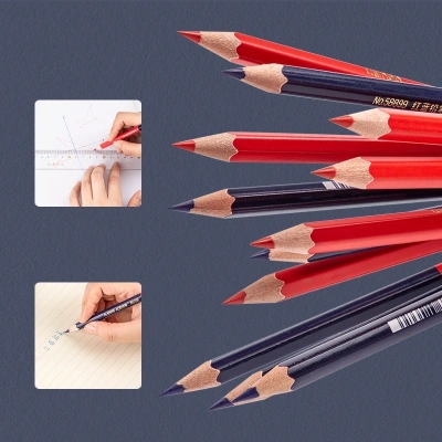 Карандаши цв. Deli 58899 двухцвет. 2.4мм шестигран. красный/синий 2цв. карт.уп. (12шт)