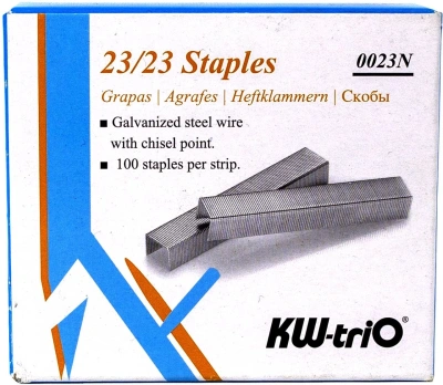 Скобы для степлера 23/23 Kw-Trio 023N оцинкованные кор.карт. (упак.:1000шт.)