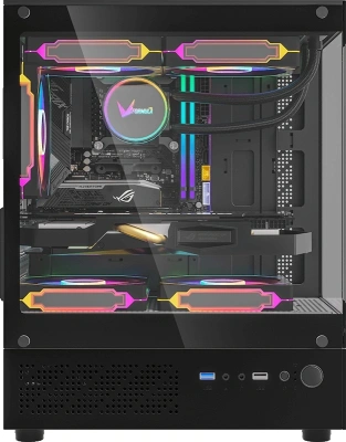 Корпус Formula Crystal Z1CM Plus AR черный без БП mATX 2x120mm 1xUSB3.0 audio bott PSU