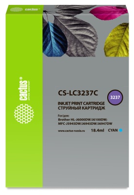 Картридж струйный Cactus CS-LC3237Y желтый (18.4мл) для Brother HL-J6000DW/J6100DW с чипом