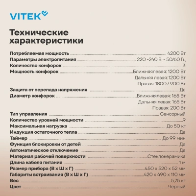 Варочная поверхность Vitek VHE4320 черный